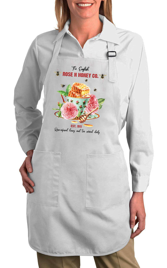 Rose & Honey English Tea Cup Flowers Cotton Apron