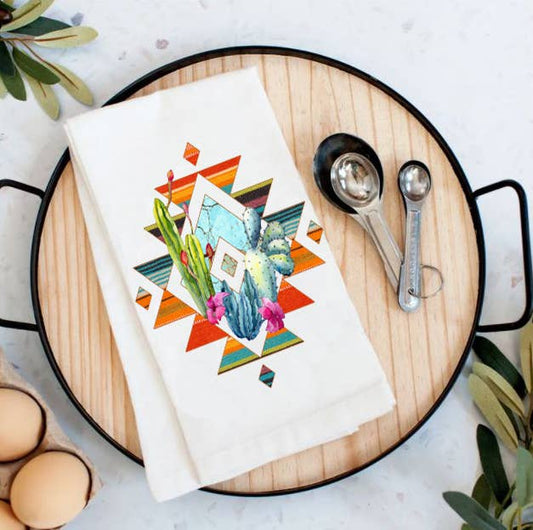 Western Aztec Cactus Southwestern Cotton Tea Towel