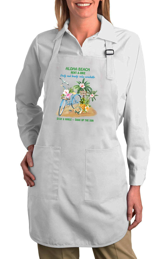 Aloha Beach Ocean Rent A bike Cotton Apron