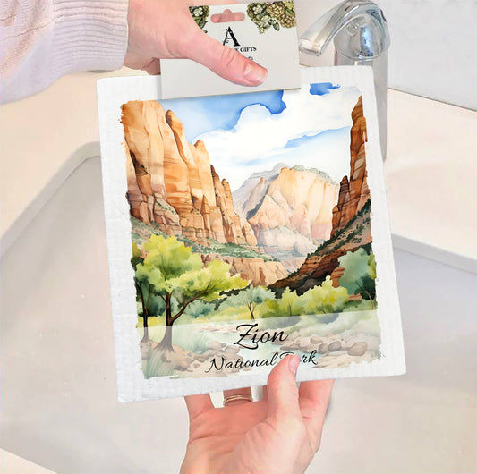 Set of 2 -  Zion National Park Utah SWEDISH DISH CLOTH