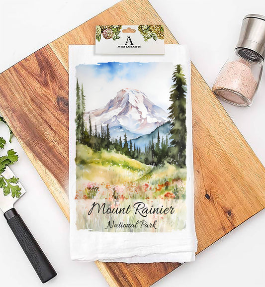 Mount Rainier National Park Washington  Flour Sack Tea Towel