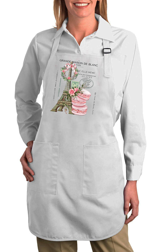 Vintage Paris France Pink Macarons Kitchen Cotton Apron