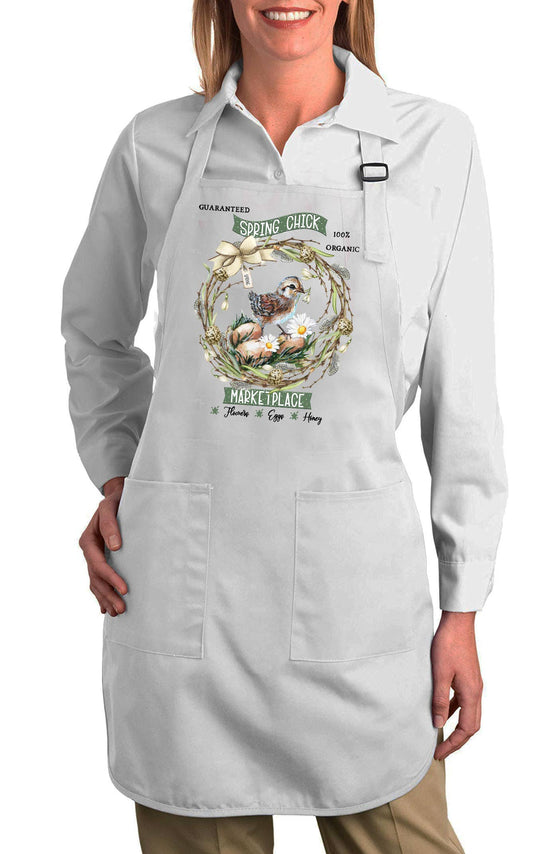 Spring Chicks Flowers Marketplace Cotton Apron