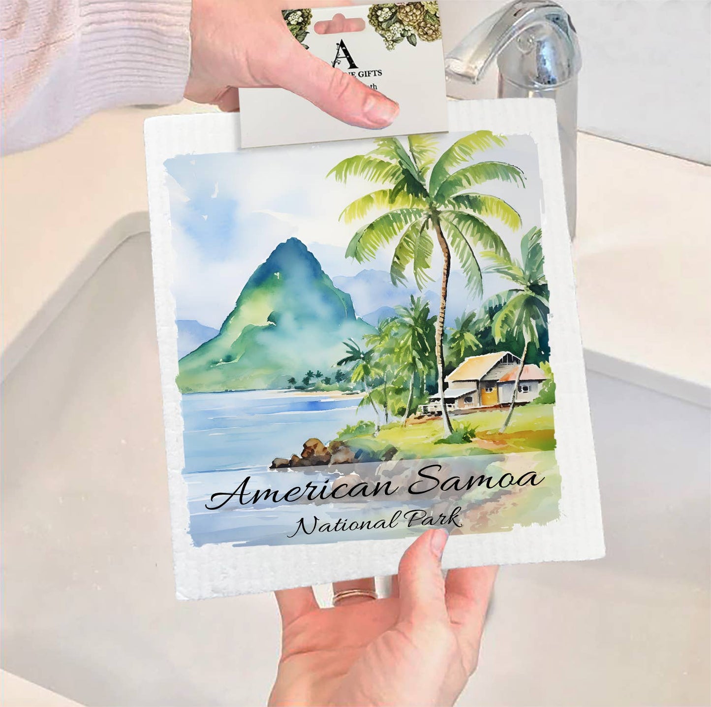 Set of 2 -  American Samoa National Park  SWEDISH DISH CLOTH