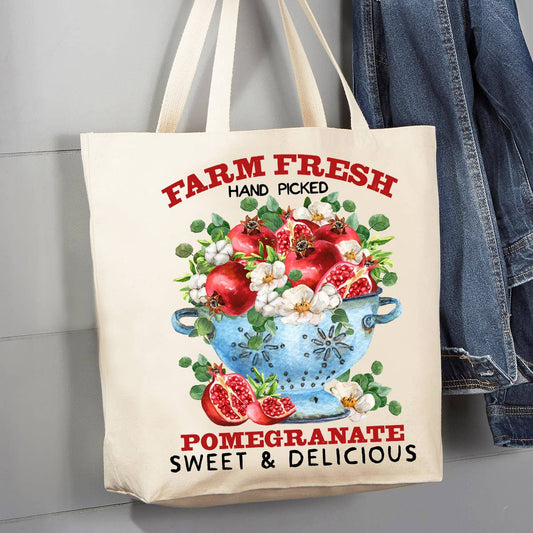Country Farm Fresh Pomegranate 12 oz Canvas Tote Bag