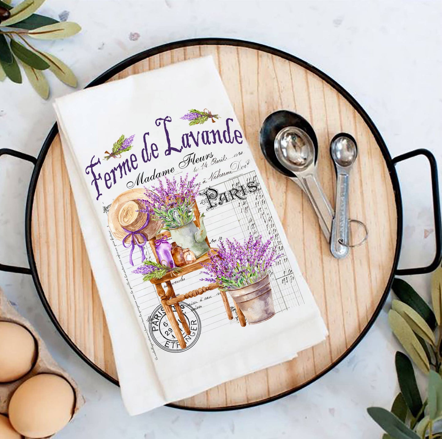 French Garden Lavender Kitchen Cotton Tea Towels
