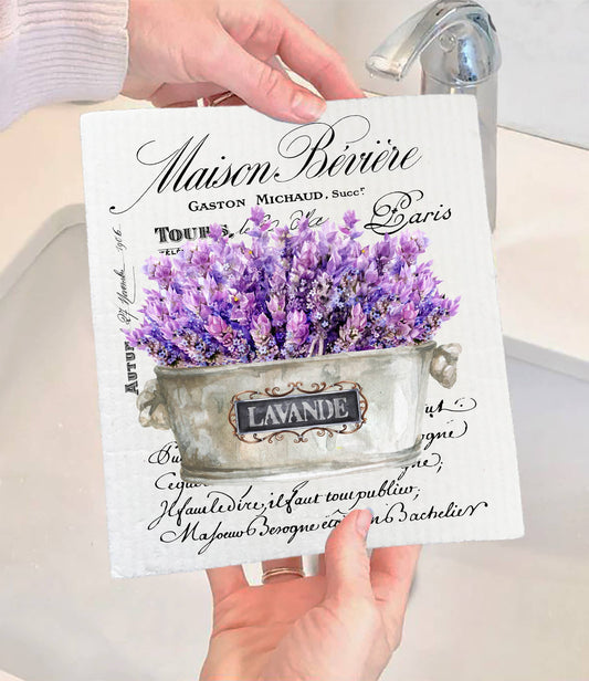 Set of 2 -  Vintage French Lavender Paris SWEDISH DISH CLOTH