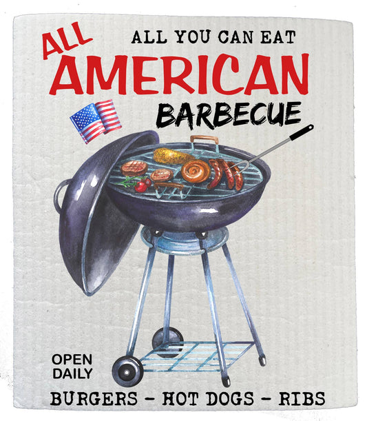 Set of 2 -  All American Barbecue Patriotic SWEDISH DISH CLOTH