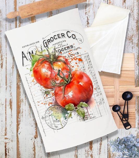 Vintage Farmhouse Tomatoes Vegetables Terry Cloth Towel