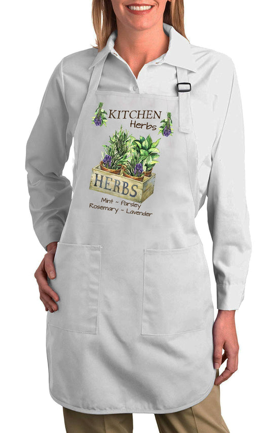 Country Kitchen Herbs Mint Lavender Cotton Apron