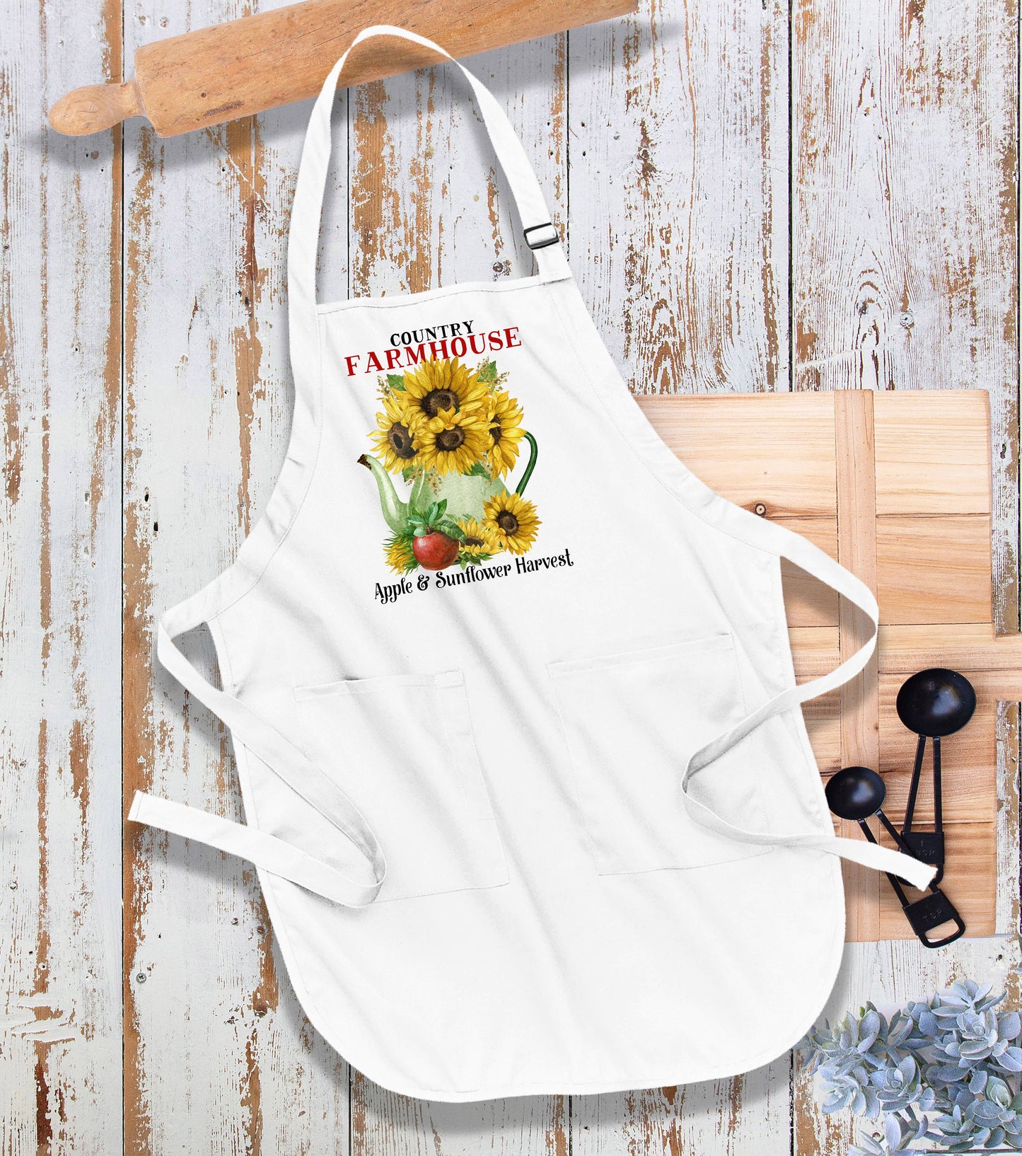 Autumn Fall Farmhouse Sunflowers Kitchen Cotton Apron