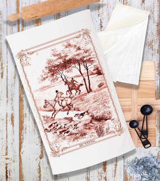 Vintage English Fox Hunting Terry Cloth Towel