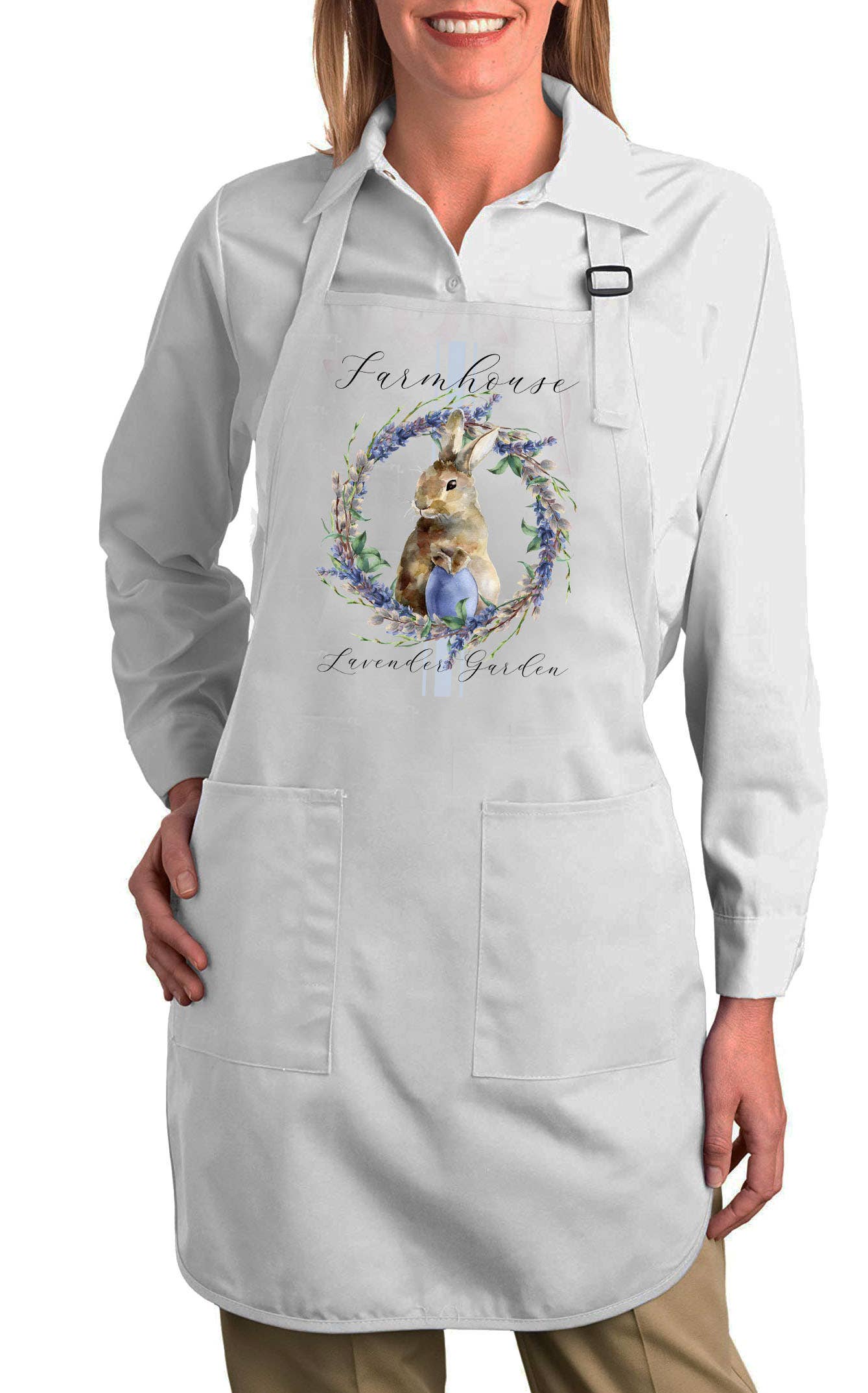 Easter Farmhouse Lavender Bunny Cotton Apron