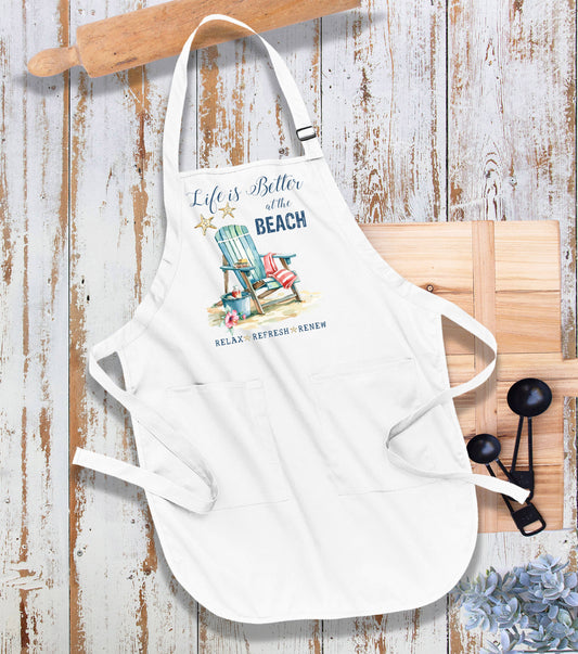 Coastal Life is better at the Beach Kitchen Cotton Apron