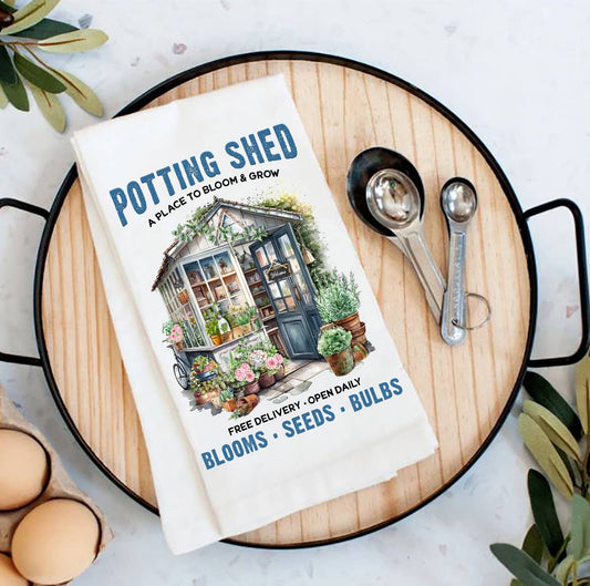 Bloom & Grow Potting Shed Flour Sack Tea Towel