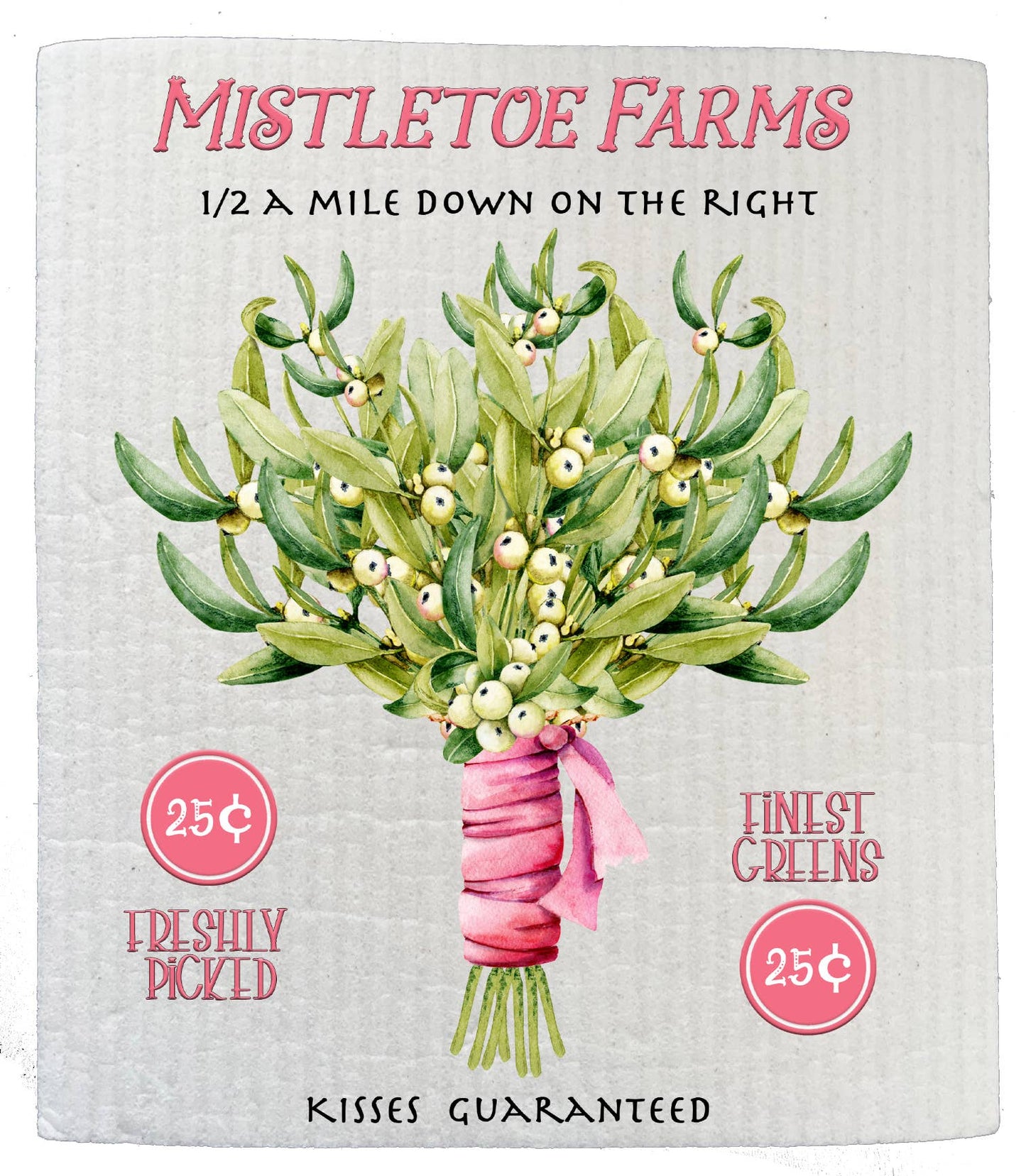 Set of 2 -  Mistletoe Farms Christmas SWEDISH DISH CLOTH