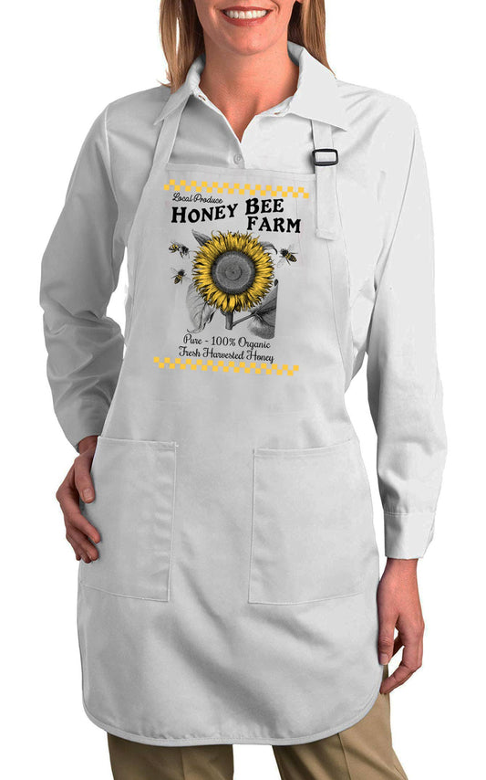 Vintage Honey Bee Farms Sunflower Cotton Apron