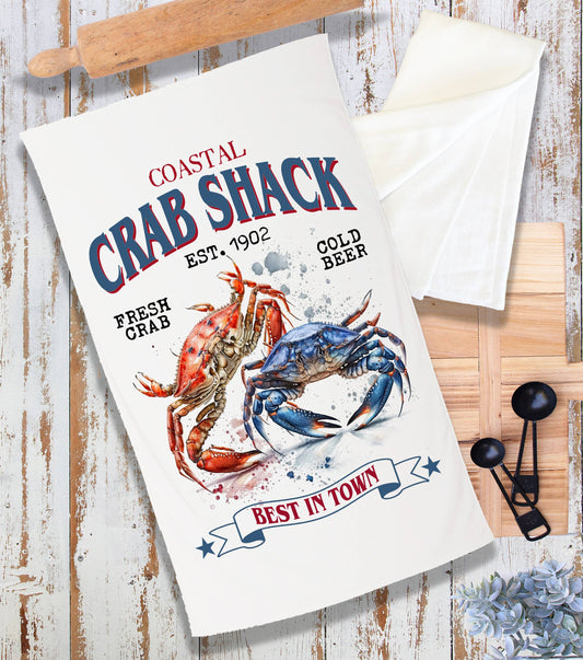 Coastal Beach Crab Shack Terry Cloth Towel