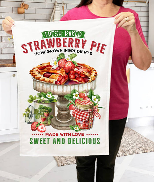 Country Fresh Baked Strawberry Pie Terry Cloth Towels