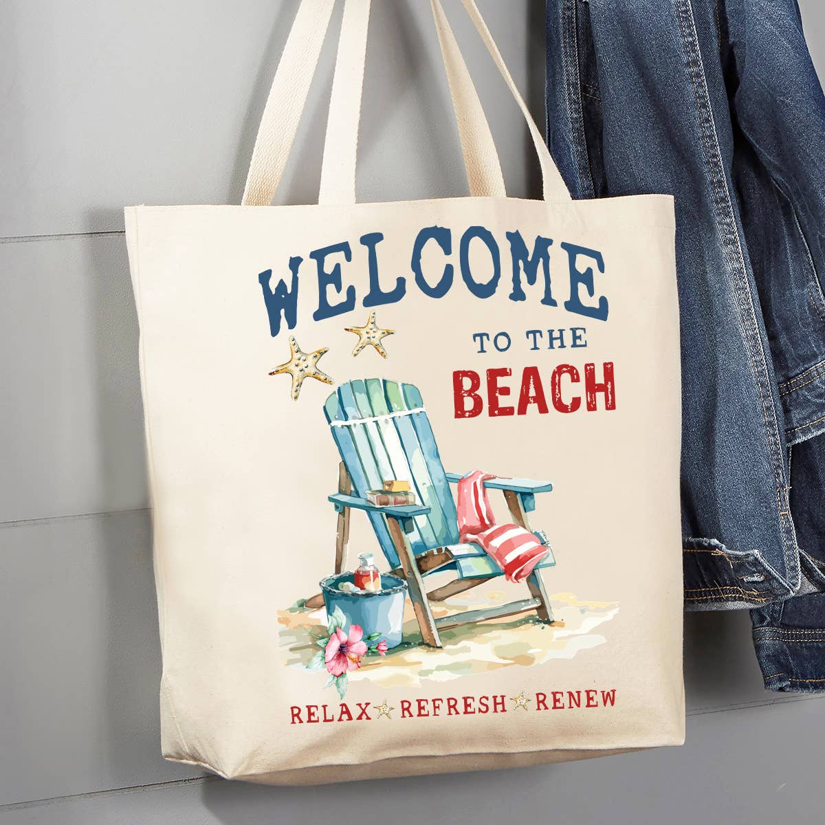 Coastal Welcome to the Beach 12 oz Canvas Tote Bag