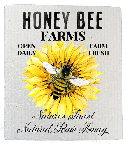 Set of 2 -  Modern  Farmhouse Honey Bee Kitchen SWEDISH DISH CLOTH