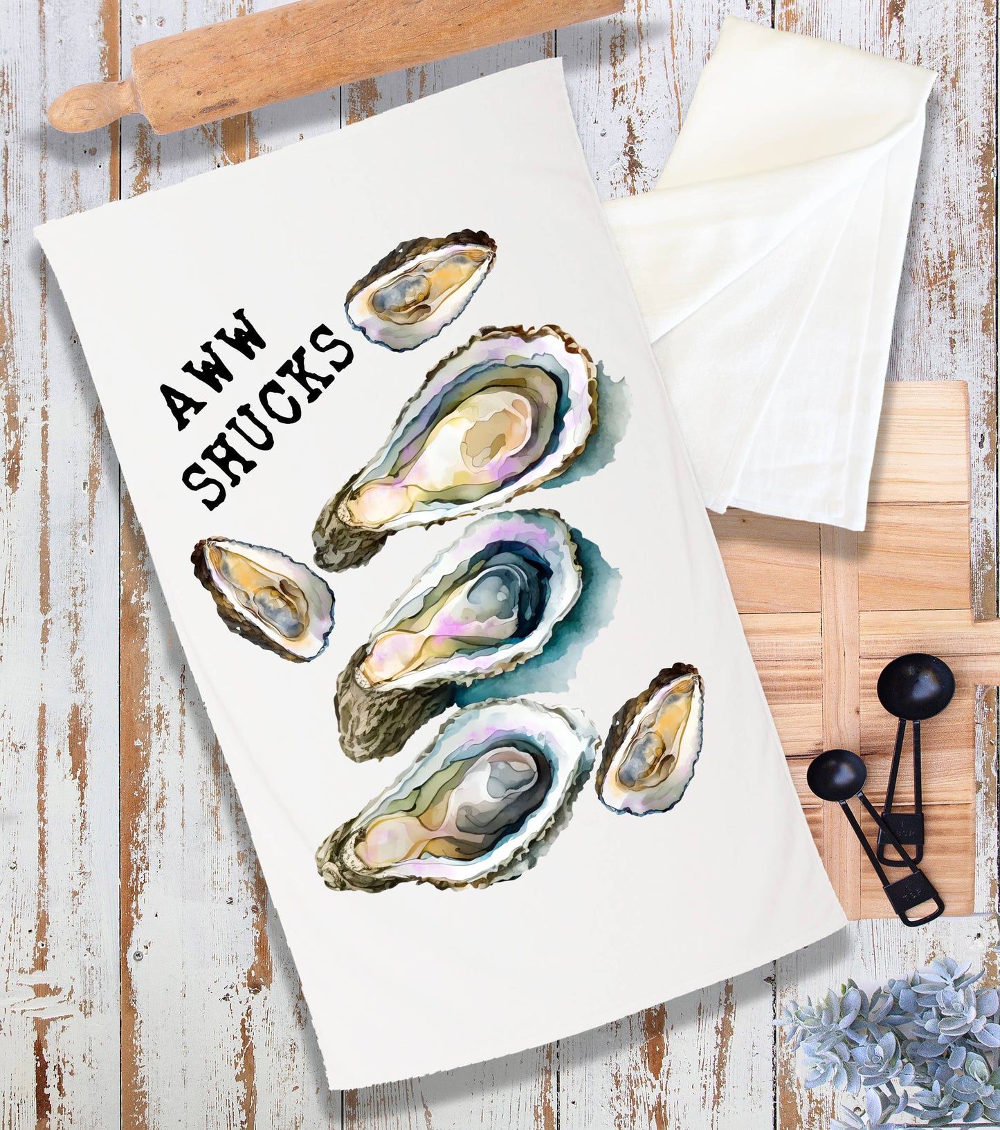 Oysters Aw Shucks Coastal Beach Terry Cloth Towel