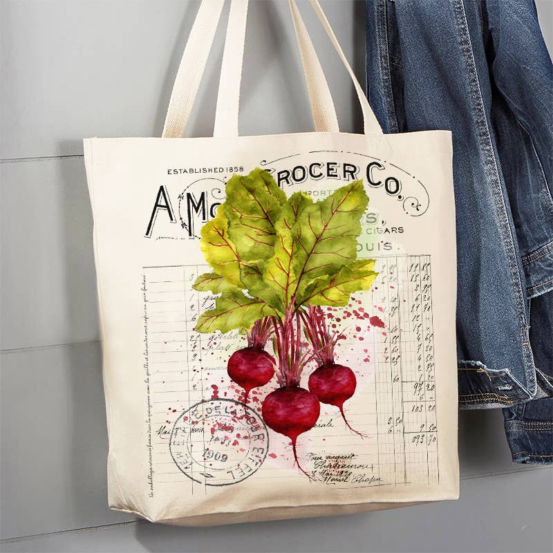 Vintage Farmhouse Beets Root Vegetable 12 oz Canvas Tote Bag