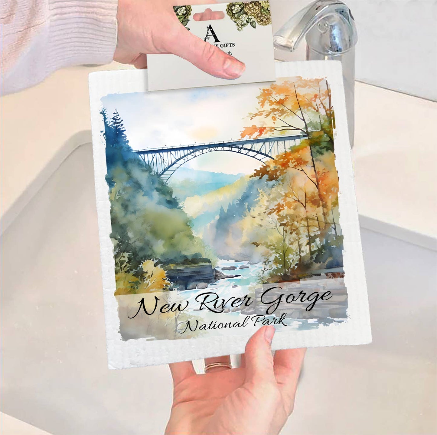 Set of 2 -  New River Gorge National Park WV SWEDISH DISH CLOTH