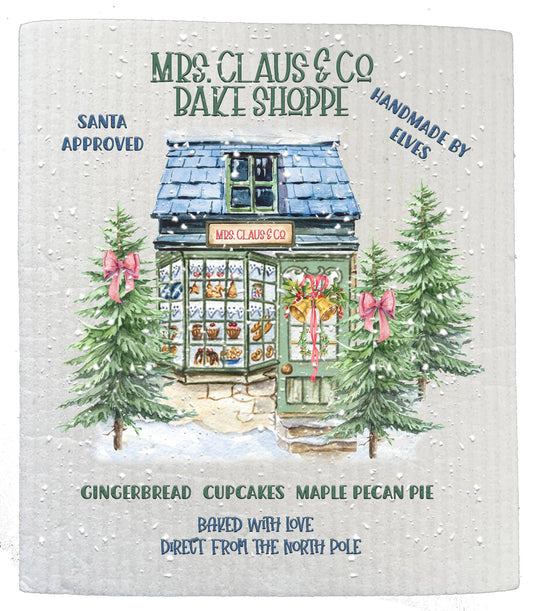 Set of 2 -  Christmas  Mrs Claus Bake Shoppe SWEDISH DISH CLOTH