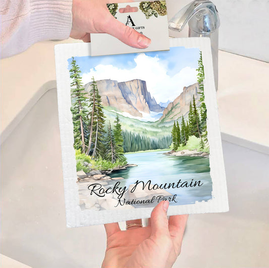 Set of 2 -  Rocky Mountain National Park Colorado SWEDISH DISH CLOTH