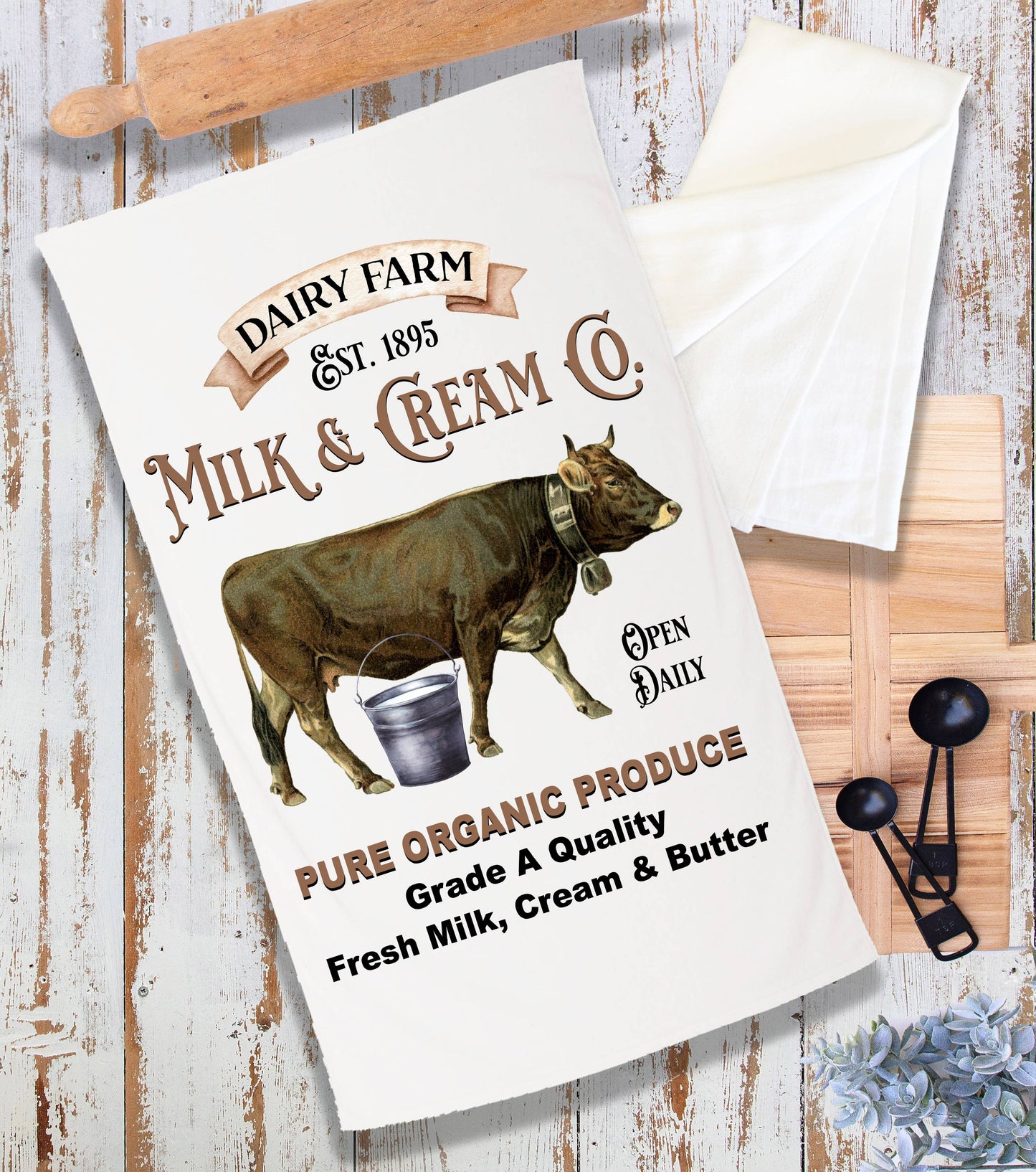 Dairy Farm Milk Cream Cow Terry Cloth Towel