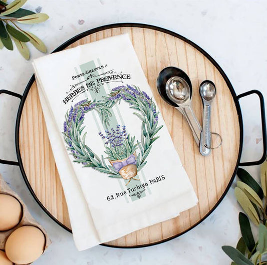 Vintage French Herbs Lavender Cotton Tea Towels