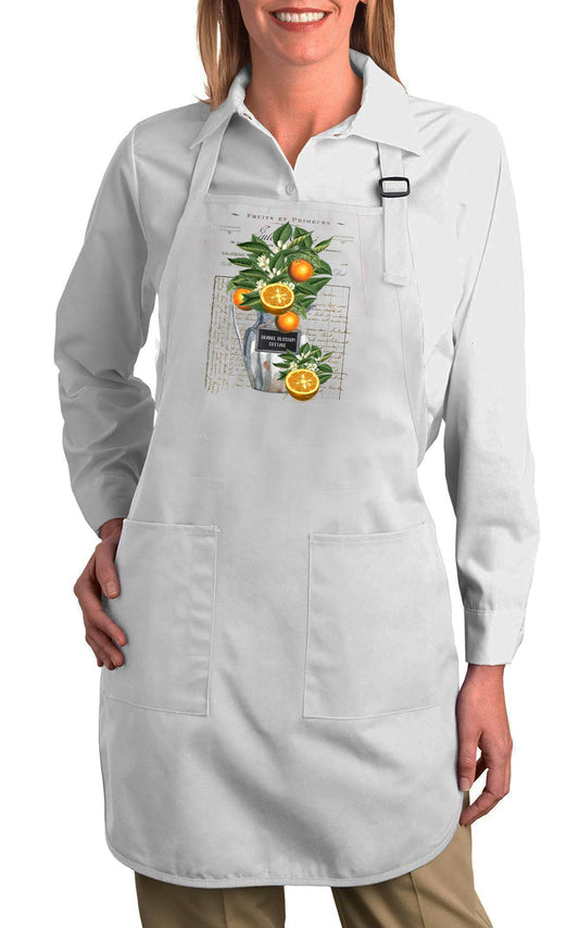 Vintage Orange Blossoms Cottage Kitchen Cotton Apron