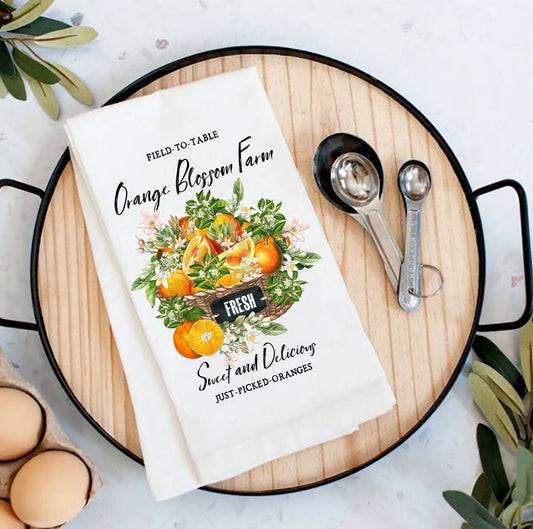 Country Orange Blossom Farm Flour Sack Tea Towel