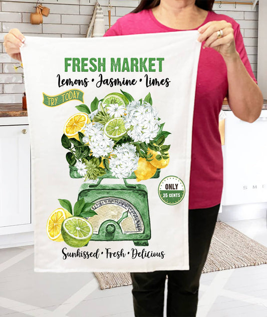 Fresh market Lemons Jasmine Limes Terry Cloth Towels