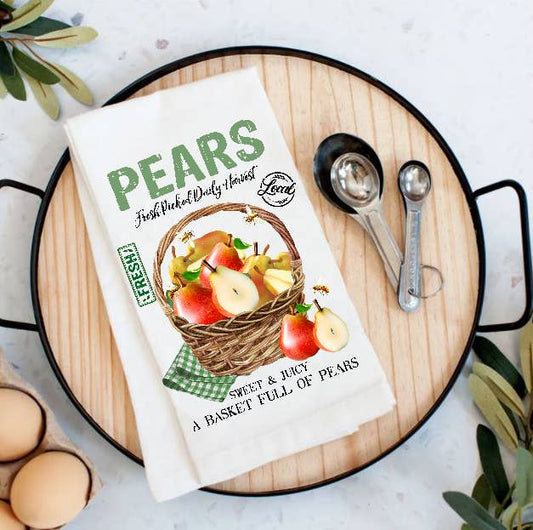 Country Farm Fresh Pears Fruit Kitchen Cotton Tea Towels