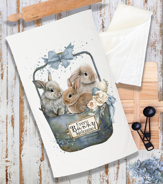 Easter Every Bunny Welcome Farmhouse Terry Cloth Towel