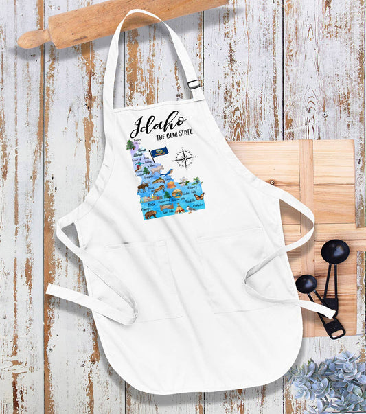 Idaho State Map Souvenir  Kitchen Cotton Apron