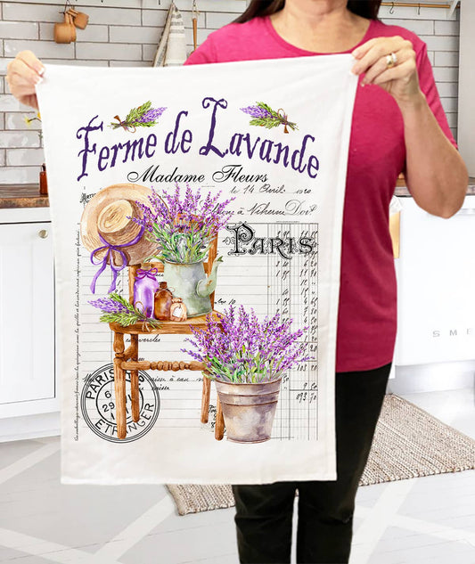French Garden Lavender Kitchen Terry Cloth Towels