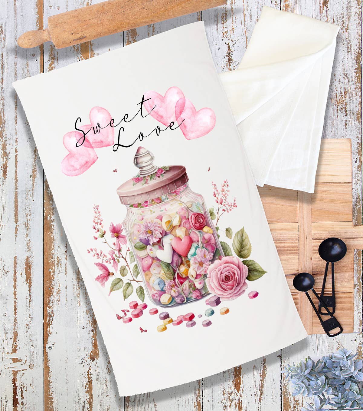 Valentine Candy Jar Sweet Love Heart Terry Cloth Towel
