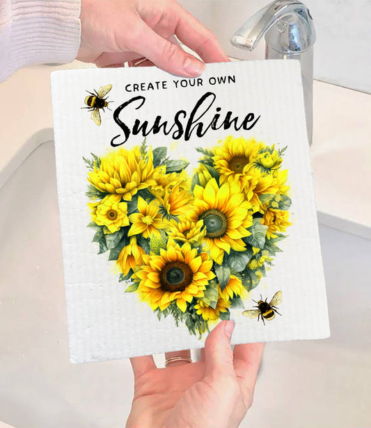 Set of 2 -  Sunflower Create your own Sunshine SWEDISH DISH CLOTH