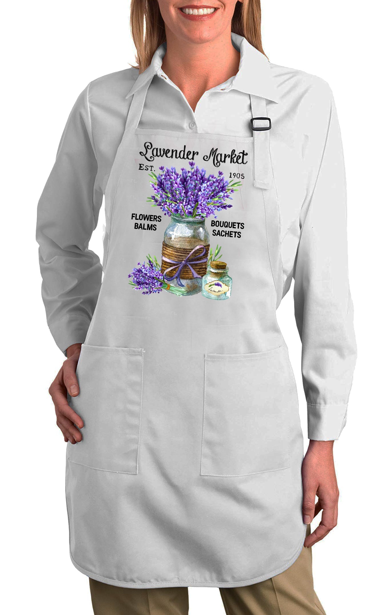 Purple Lavender Country Market Kitchen Cotton Apron