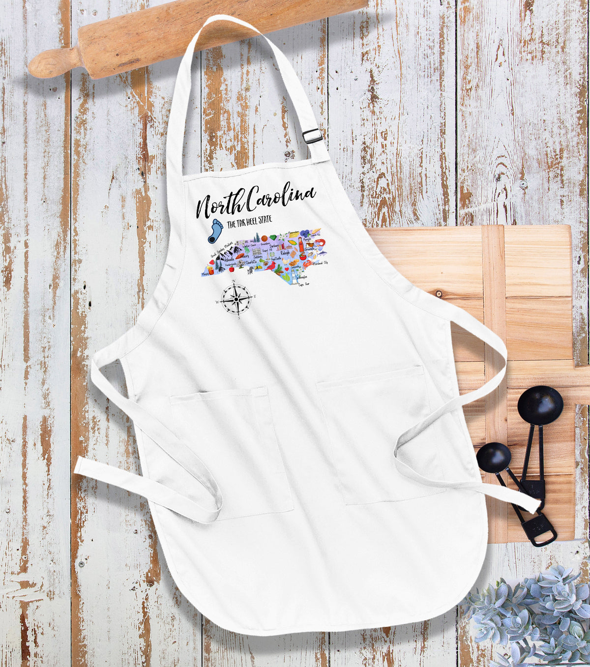 North Carolina State Map Souvenir Cotton Apron