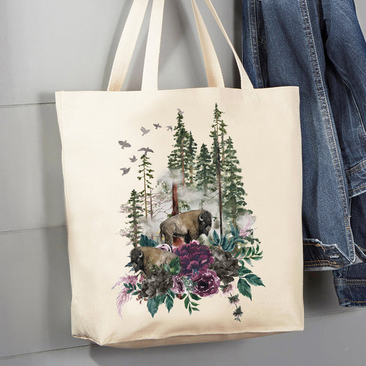 Buffalo Forest Trees Nature 12 oz  Tote Bag