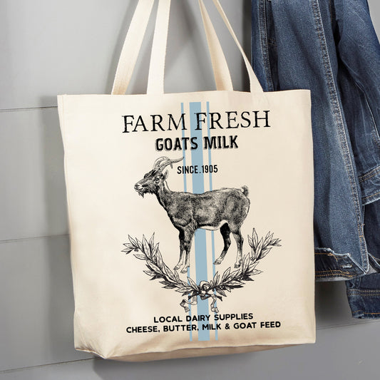 Vintage Farm Fresh Goats Milk 12 oz Canvas Tote Bag