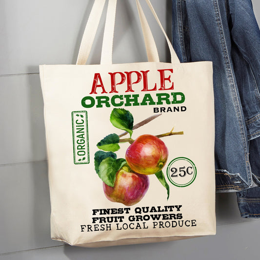 Farmhouse Apple Orchard Organic 12 oz Canvas Tote Bag