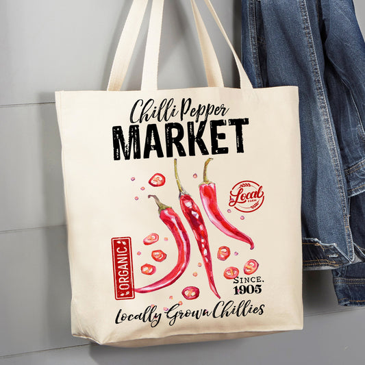 Chilli Peper Market Red Chillies 12 oz Canvas Tote Bag