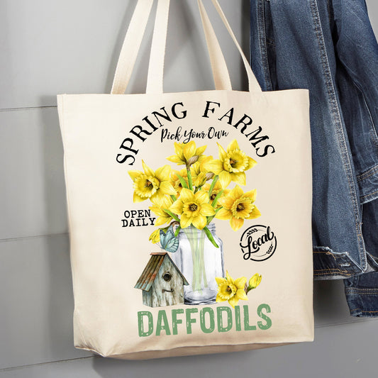 Spring Farms Daffodils 12 oz Canvas Tote Bag