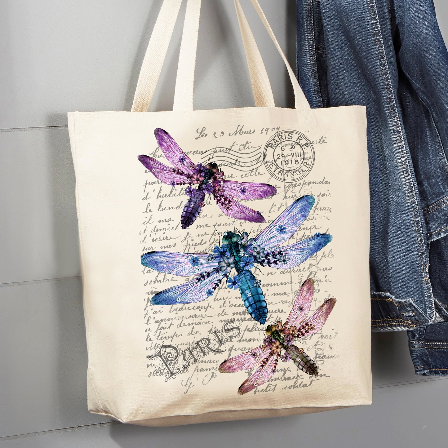 Dragon Fly French Paris 12 oz  Tote Bag