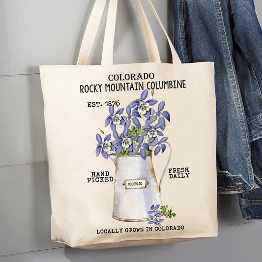 Colorado State Flower Columbine Souvenir 12 oz Canvas Tote Bag